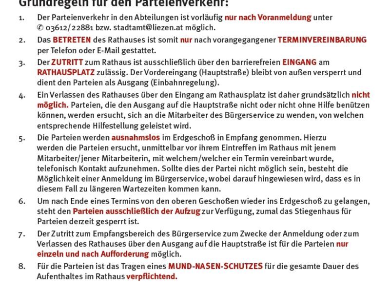 Wiederaufnahme Parteienverkehr