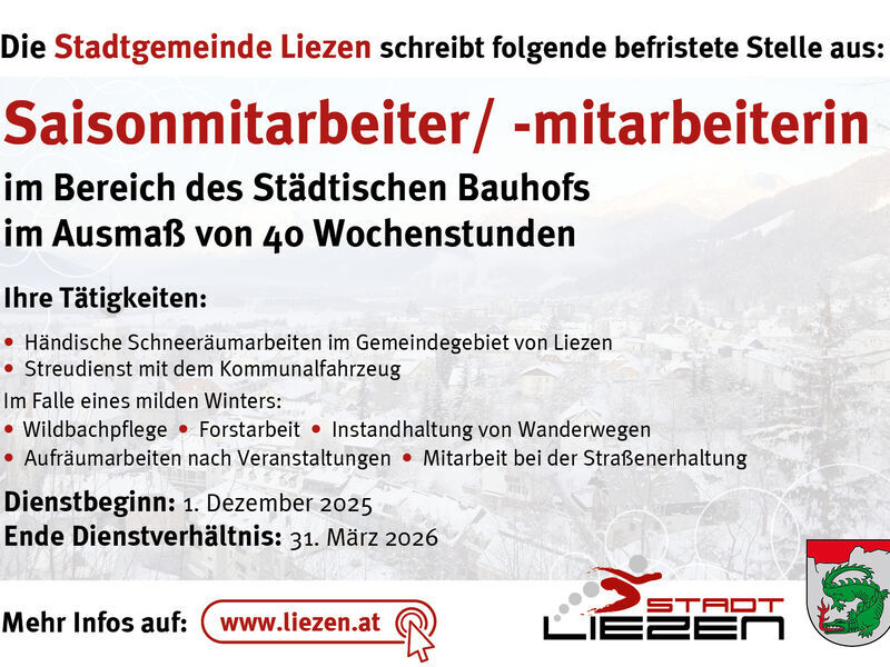 Saisonmitarbeiter Winterdienst