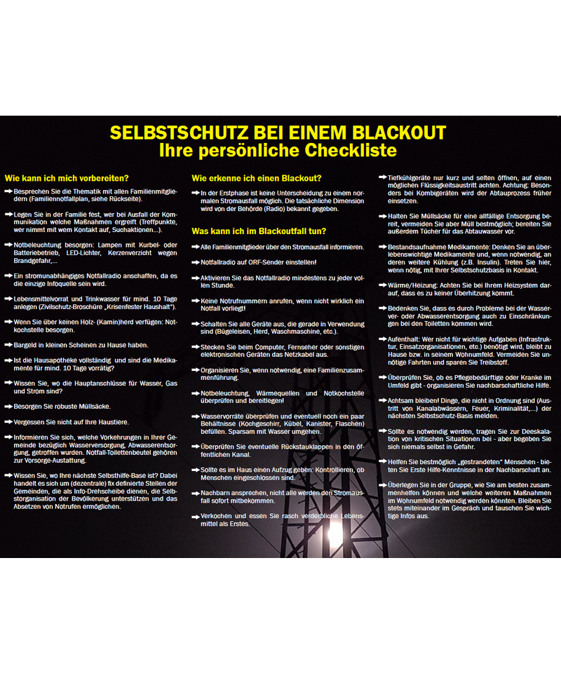 Selbstschutz bei einem Blackout